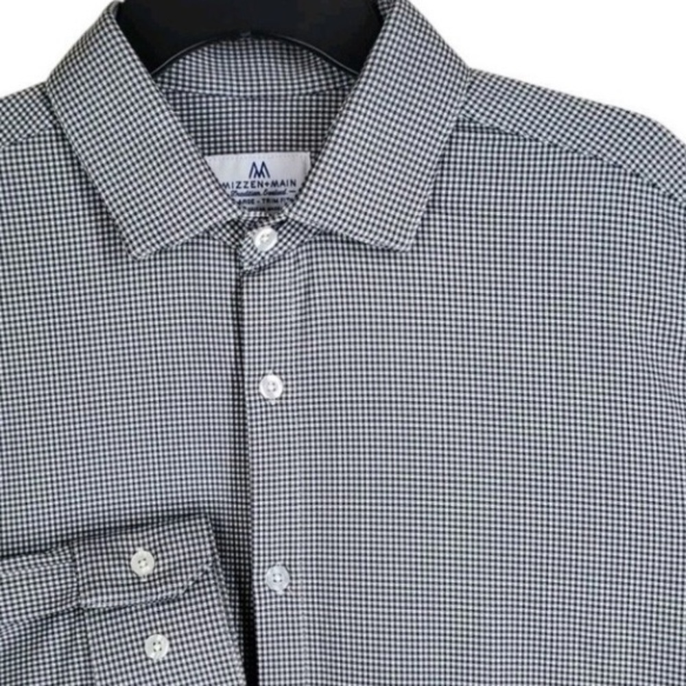 Mizzen+Main Black & White Micro-Check Performance Button-Down